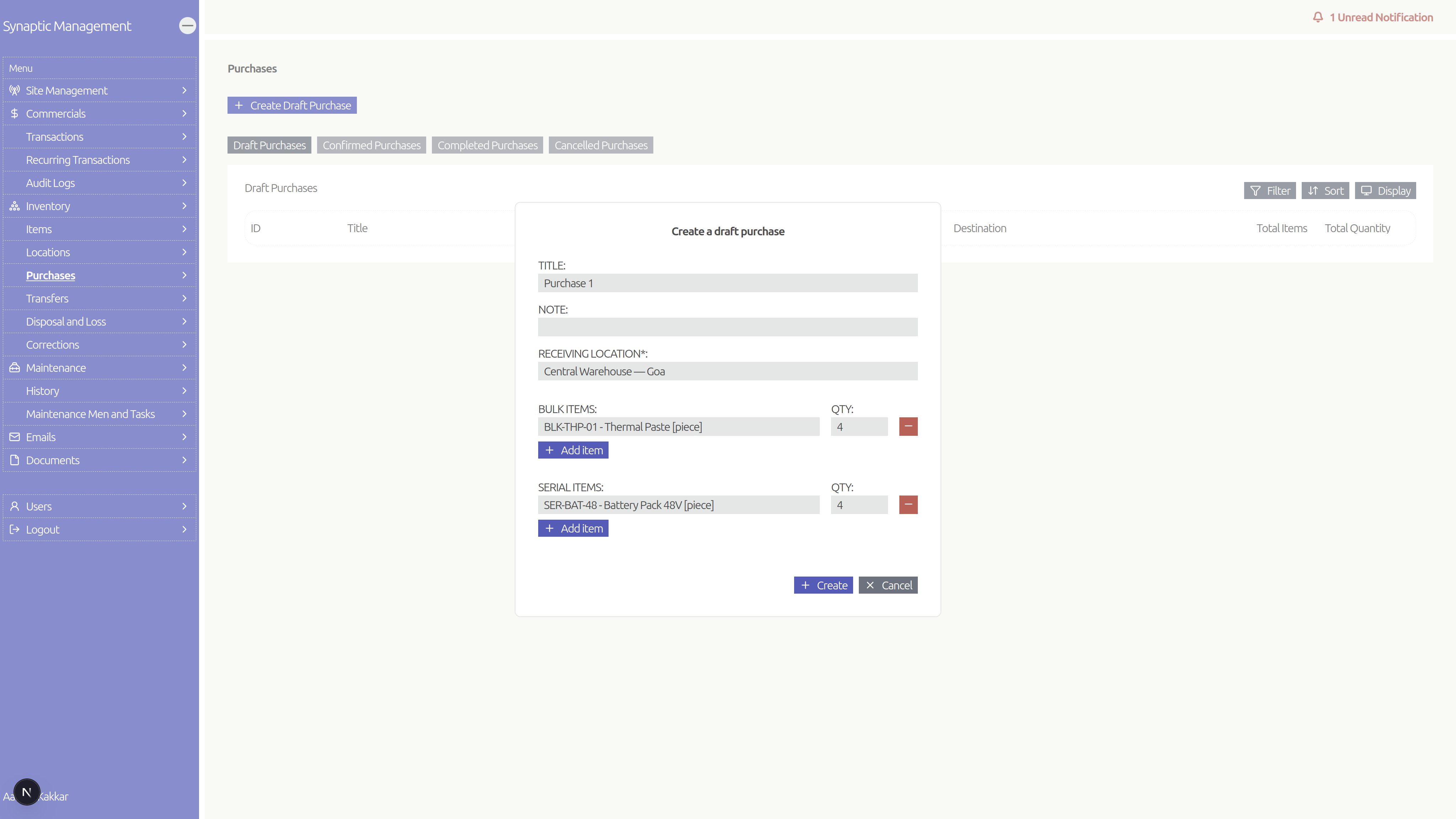 Purchase workflow screen
